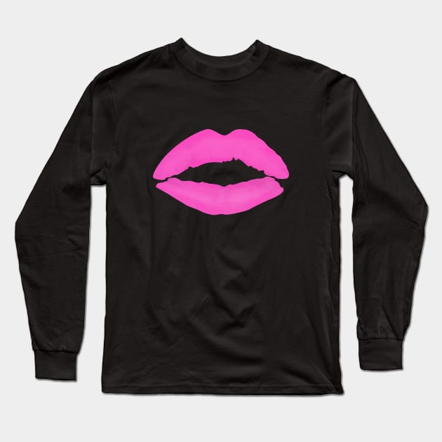 Cute Hot Pink Painted Lip T-shirt Long Sleeve T-Shirt by happinessinatee